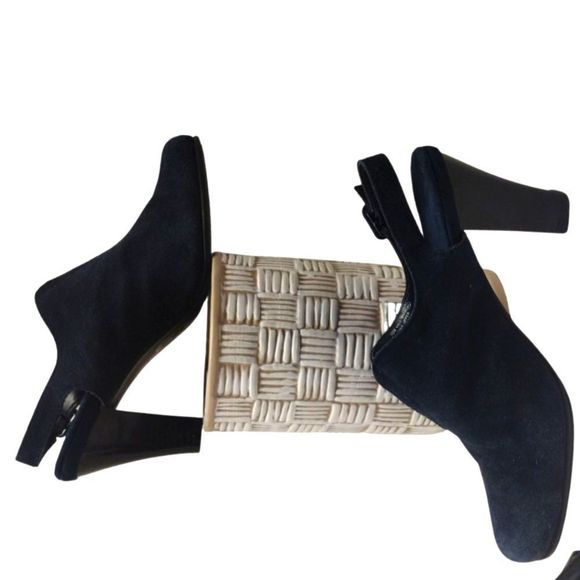 AEROSOLES Sling Back Blue Suede Leather Clog Mules Buckle Chunky Heel Size 9.5 - Picture 9 of 9